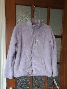 NWT Reebok Women's Plush Sherpa Zip-Up Fleece Jacket in Light Lavender Size M